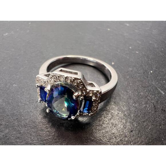 Blue Petalite Rhodium Over Sterling Silver Ring - Picture 5 of 11